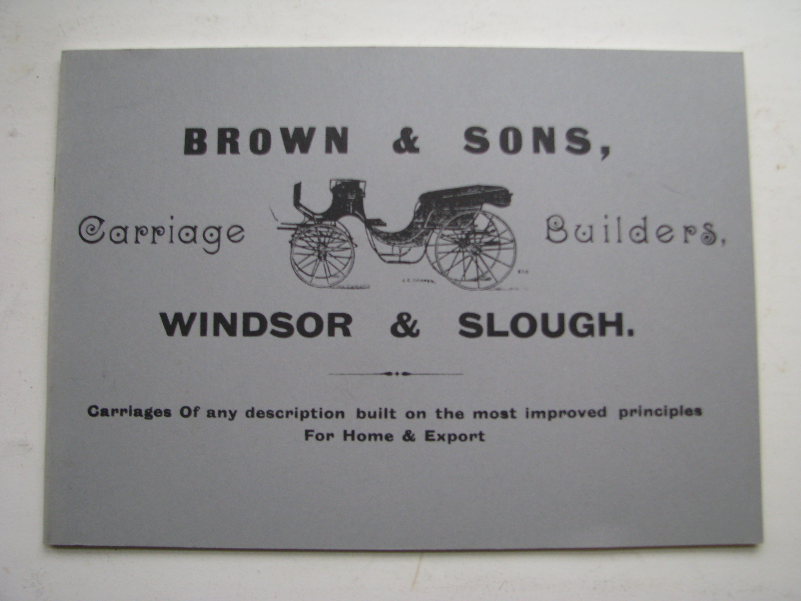 Brown Sons Carriage Builders Windsor and Slough, Catalogue