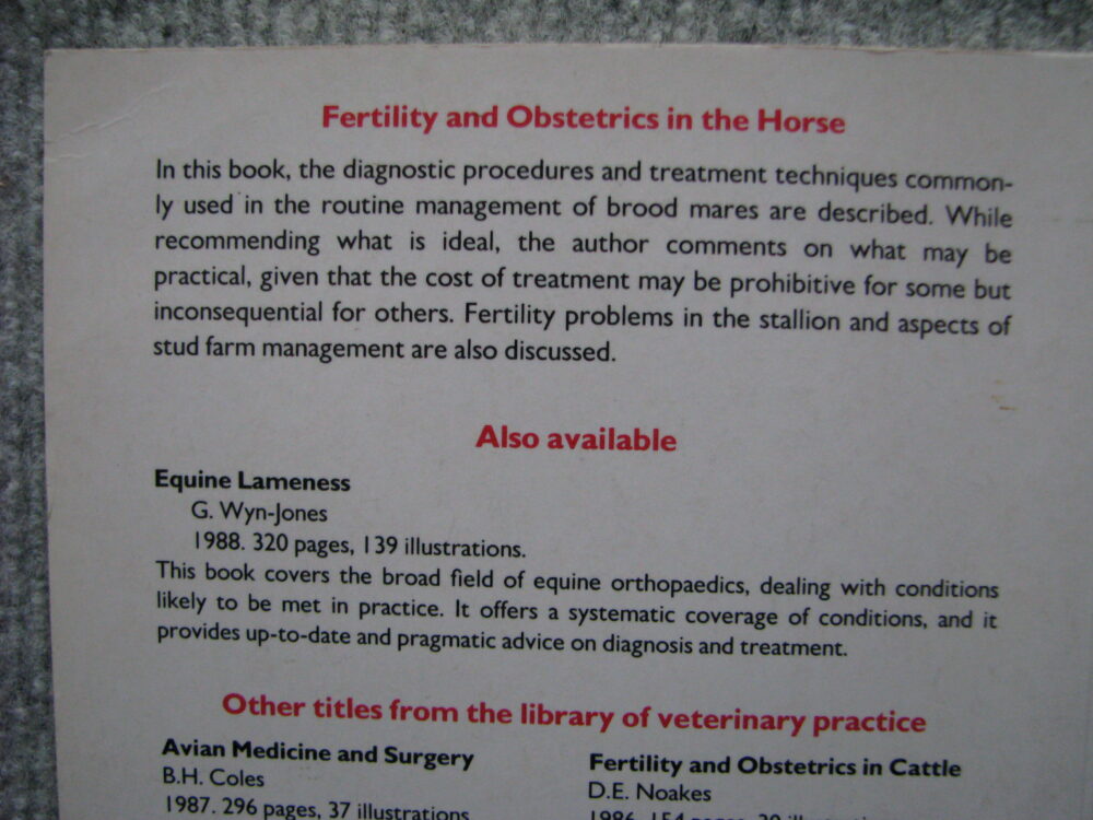 Fertility and Obstetrics in the Horse. Edward Allen - Image 2