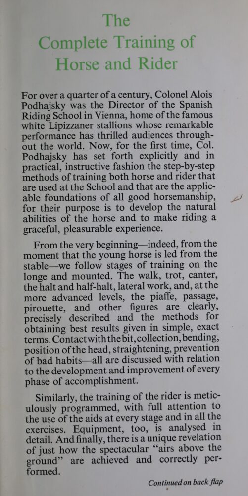 Alois Podhajsky, The Complete Training of Horse and Rider - Image 2