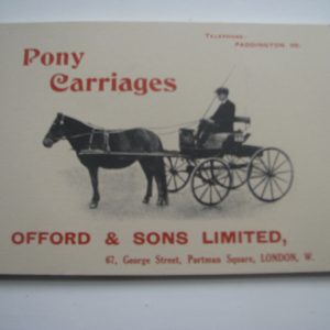 Offord and Sons Ltd Pony carriage catalogue Studebaker, Portman Sq London