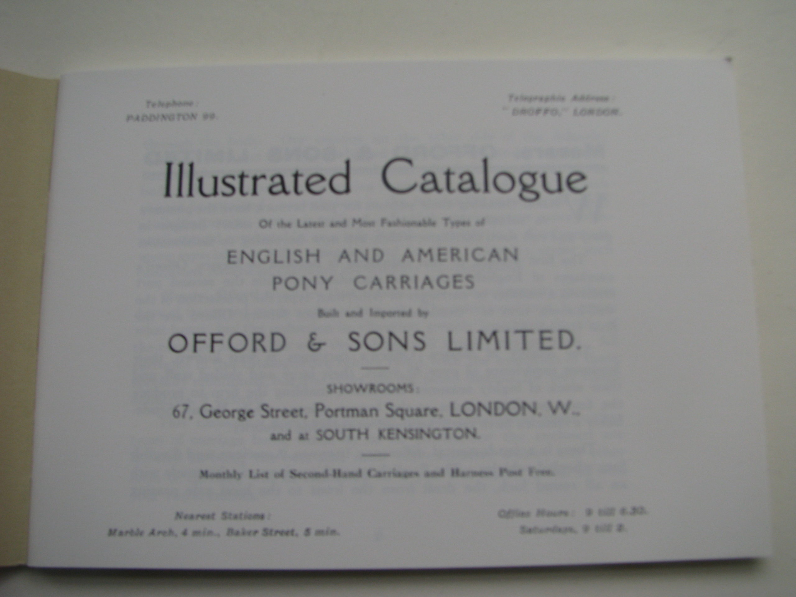 Offord and Sons Ltd Pony carriage catalogue Studebaker, Portman Sq London - Image 2