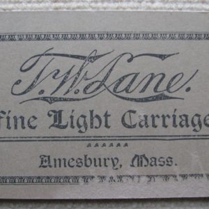 T.W. Lane, Amesbury Mass U.S.A. Fine Light Carriages catalogue