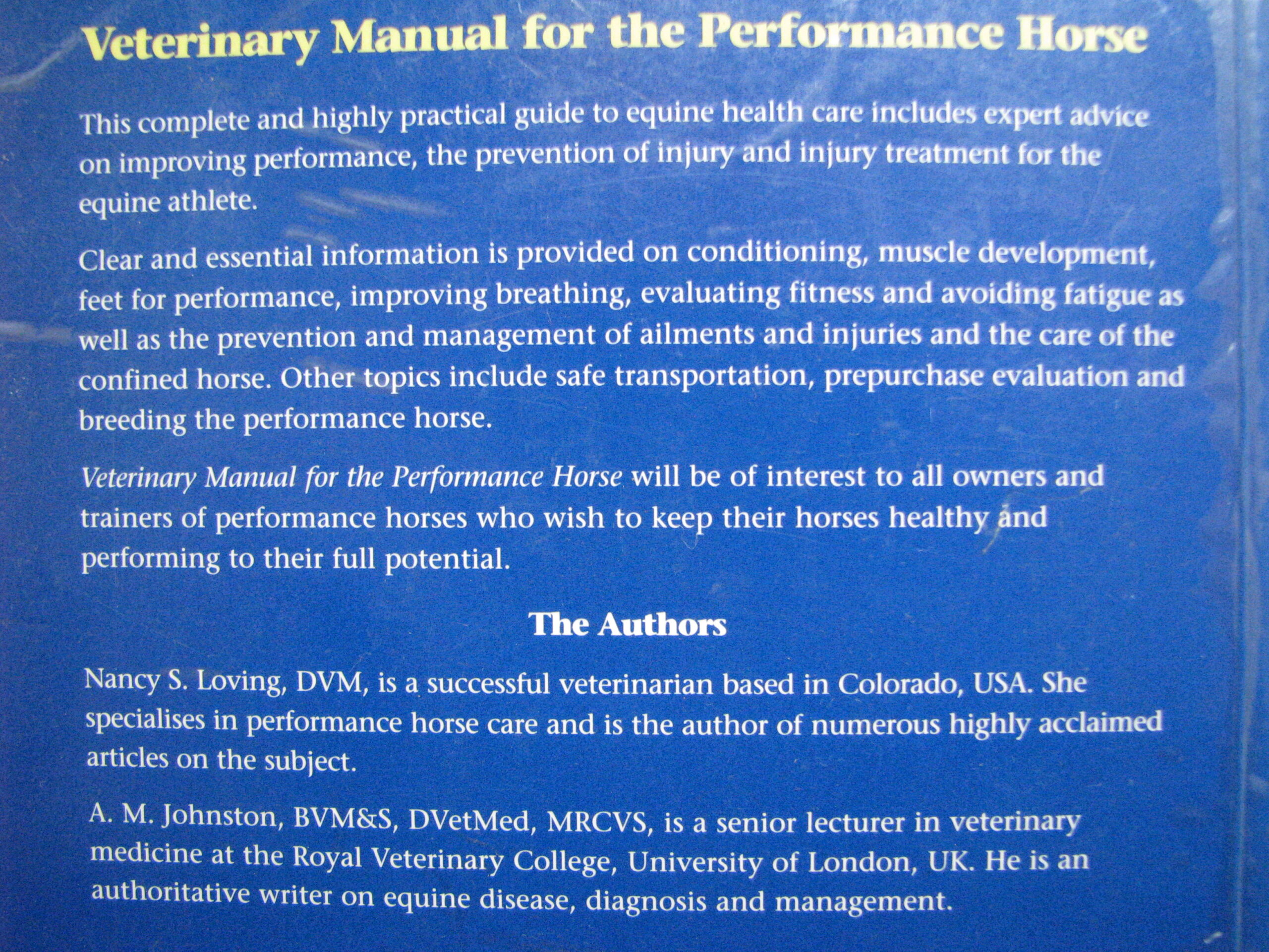 Veterinary Manual for the Performance Horse Nancy S. Loving A.M. Johnston - Image 2