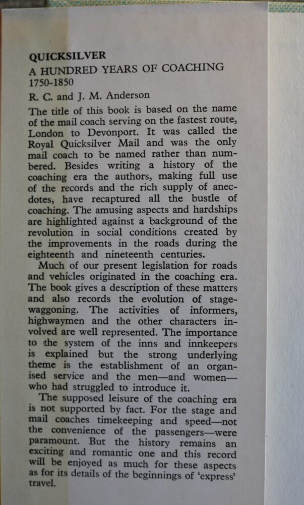 Quicksilver, A Hundred Years of Coaching 1750- 1850, R C & J M Anderson - Image 3